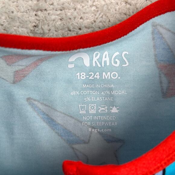 Rags to Raches Boys Romper 18-24M Blue Shooting Star Stretch Patriotic Tank - Picture 7 of 8